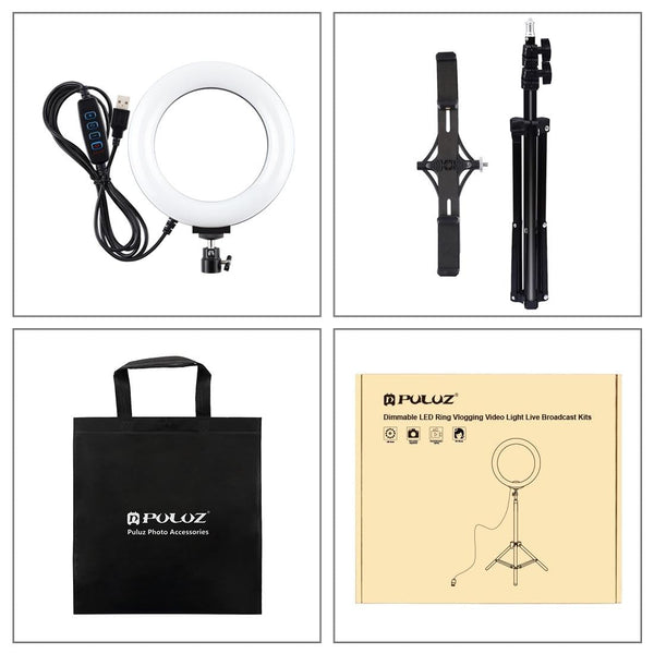 Parallel Live Broadcast Dual Phone Bracket With 1.1M Tripod & 6.2 Inch Led Ring Light Kit Laptop Cases & Bags