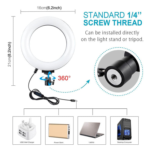 Parallel Live Broadcast Dual Phone Bracket With 1.1M Tripod & 6.2 Inch Led Ring Light Kit Laptop Cases & Bags