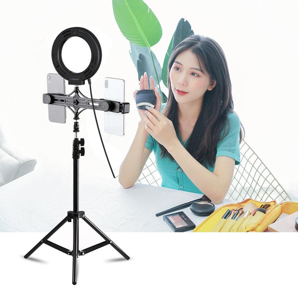 Parallel Live Broadcast Dual Phone Bracket With 1.1M Tripod & 6.2 Inch Led Ring Light Kit Laptop Cases & Bags