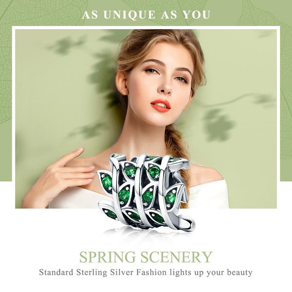 925 Sterling Silver Spring Scenery Bead Pendant Charms & Pendants