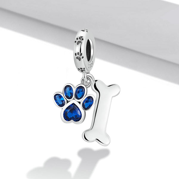 925 Sterling Silver Dog Paw Bone Pendant For Bracelet Or Necklace Necklaces & Pendants