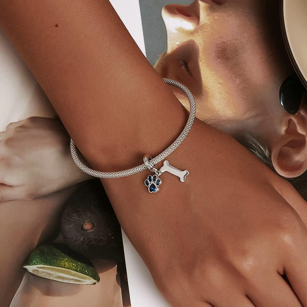 925 Sterling Silver Dog Paw Bone Pendant For Bracelet Or Necklace Necklaces & Pendants