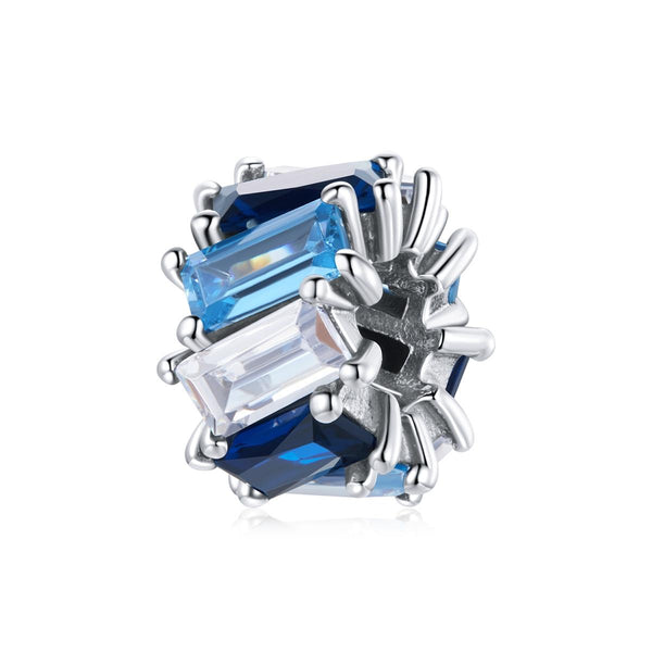925 Sterling Silver Blue Zircon Cube Beads For Diy Bracelets & Necklaces Charms & Pendants