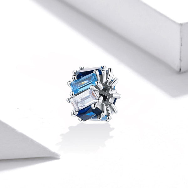 925 Sterling Silver Blue Zircon Cube Beads For Diy Bracelets & Necklaces Charms & Pendants