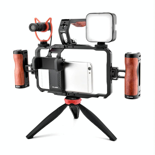 Vlogging Live Broadcast Smartphone Video Rig With Led Light And Microphone Other Mobile Accessories