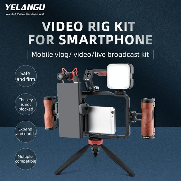 Vlogging Live Broadcast Smartphone Video Rig With Led Light And Microphone Other Mobile Accessories