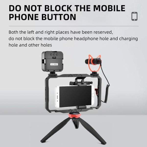 Vlogging Live Broadcast Smartphone Video Rig With Led Light And Microphone Other Mobile Accessories