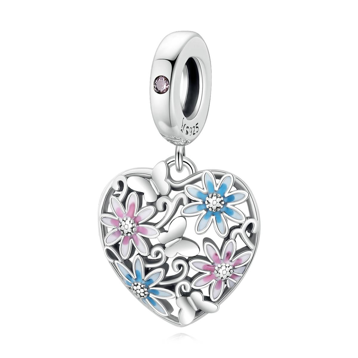 925 Sterling Silver Secret Garden Heart Pendant For Diy Bracelets & Necklaces Charms & Pendants