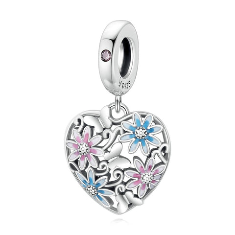 925 Sterling Silver Secret Garden Heart Pendant For Diy Bracelets & Necklaces Charms & Pendants