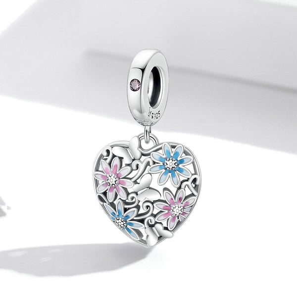 925 Sterling Silver Secret Garden Heart Pendant For Diy Bracelets & Necklaces Charms & Pendants