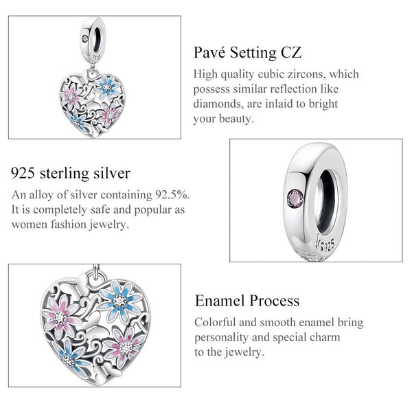 925 Sterling Silver Secret Garden Heart Pendant For Diy Bracelets & Necklaces Charms & Pendants