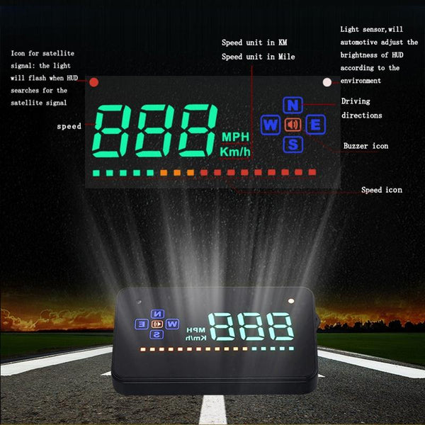 3.5 Inch Gps Car Hud Speed Alarm Compass Km / Miles Black Other Car Audio