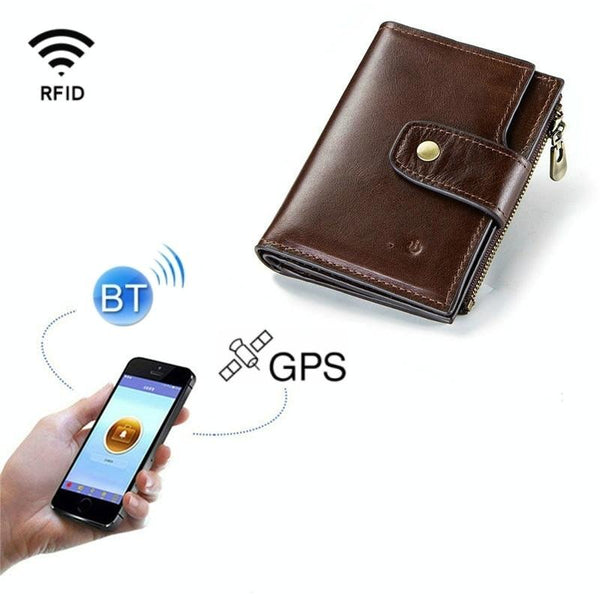 Rfid Protected Smart Bluetooth Leather Wallet Wallets