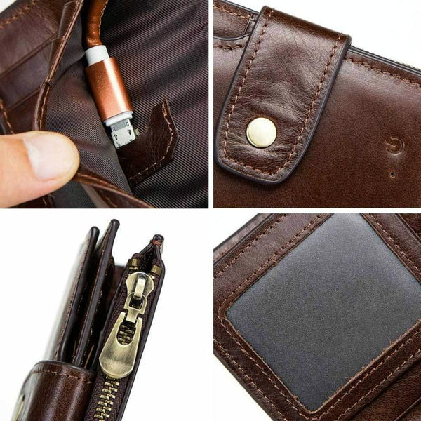 Rfid Protected Smart Bluetooth Leather Wallet Wallets