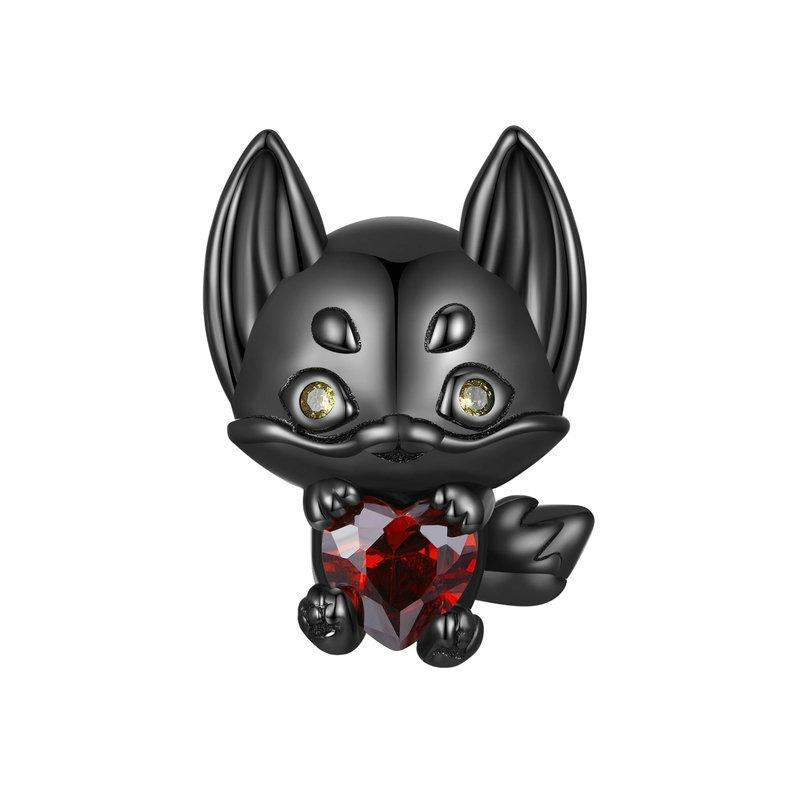 925 Sterling Silver Small Fox Bracelet With Black Gold Plating And Beads Charms & Pendants