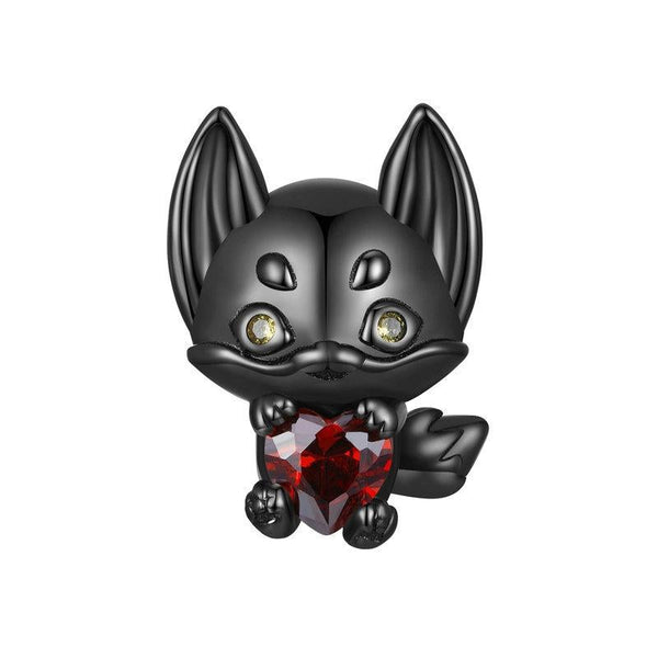 925 Sterling Silver Small Fox Bracelet With Black Gold Plating And Beads Charms & Pendants