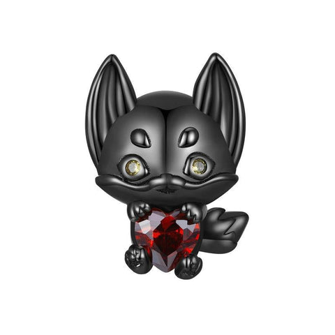 925 Sterling Silver Small Fox Bracelet With Black Gold Plating And Beads Charms & Pendants