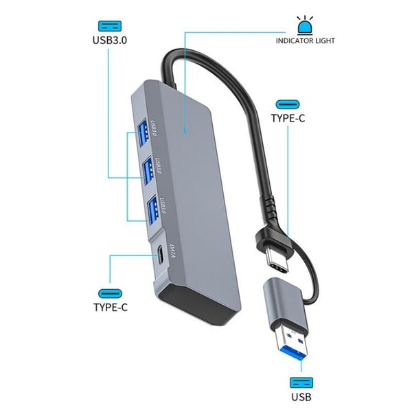 Usb / Type C Hub Adapter 3 3.0 + Ports Usb Cables Hubs & Adapters
