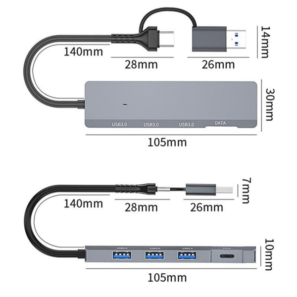Usb / Type C Hub Adapter 3 3.0 + Ports Usb Cables Hubs & Adapters