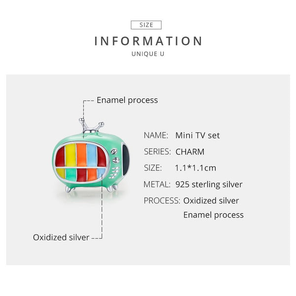 925 Sterling Silver Mini Colour Tv Beads For Diy Bracelets & Necklaces Charms & Pendants