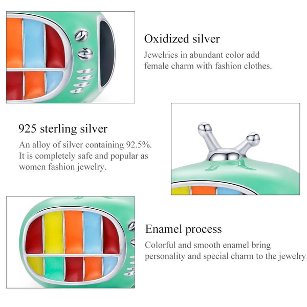 925 Sterling Silver Mini Colour Tv Beads For Diy Bracelets & Necklaces Charms & Pendants