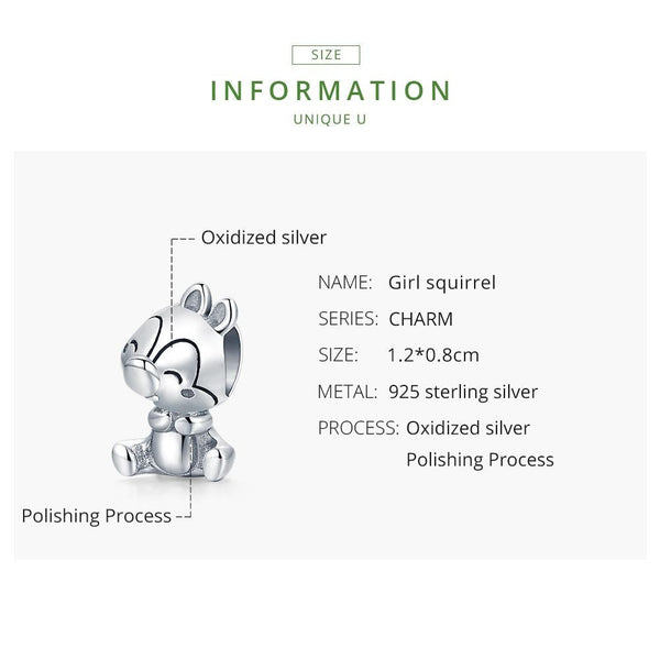 925 Sterling Silver Squirrel Charm For Diy Bracelets & Necklaces Necklaces & Pendants