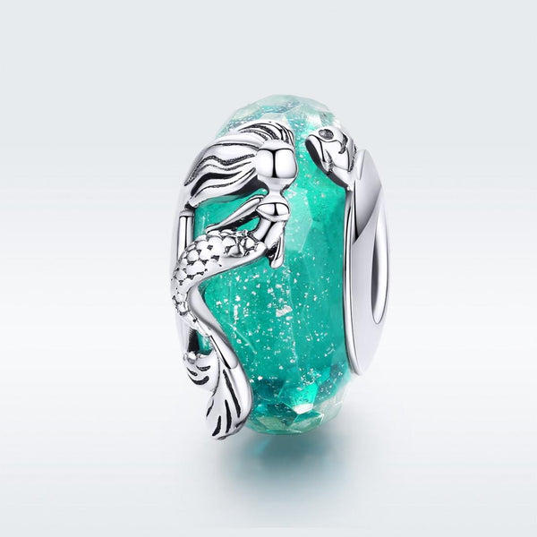 925 Sterling Silver Green Mermaid Glass Bead For Diy Bracelet Charms & Pendants