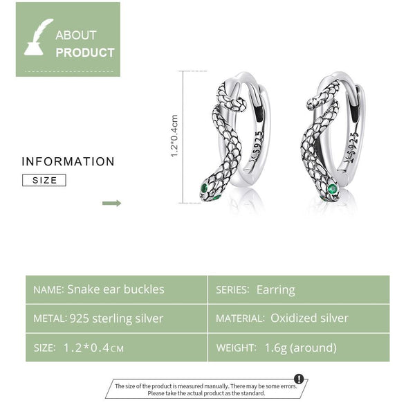 925 Sterling Silver Snake Ear Buckle For Women Earrings