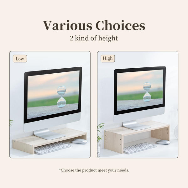 Wood Grain Monitor Stand With Drawer 2 Layers Monitor Mounts & Stands