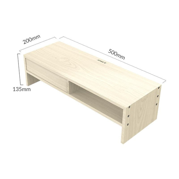 Wood Grain Monitor Stand With Drawer 2 Layers Monitor Mounts & Stands