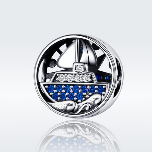 925 Sterling Silver Blue Zircon Sailing Charm For Diy Bracelets Charms & Pendants