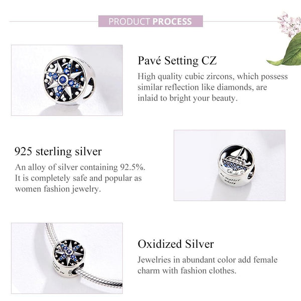 925 Sterling Silver Blue Zircon Sailing Charm For Diy Bracelets Charms & Pendants