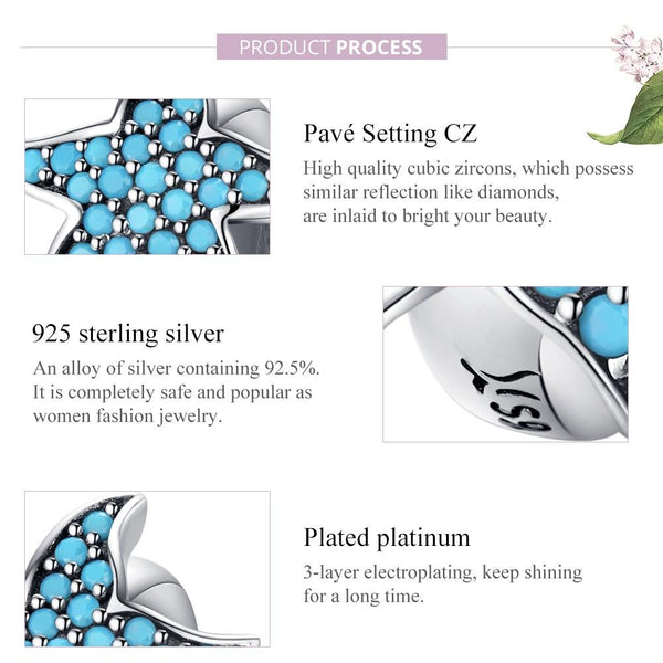 925 Sterling Silver Starfish Beaded Bracelet Diy Beads Charms & Pendants