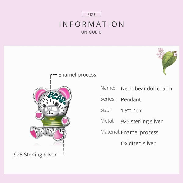 925 Sterling Silver Bear Beads For Diy Bracelets & Necklaces Charms & Pendants