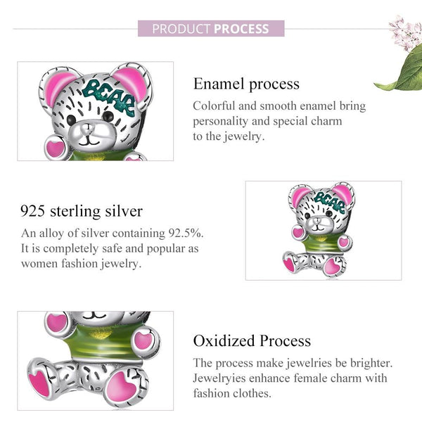 925 Sterling Silver Bear Beads For Diy Bracelets & Necklaces Charms & Pendants