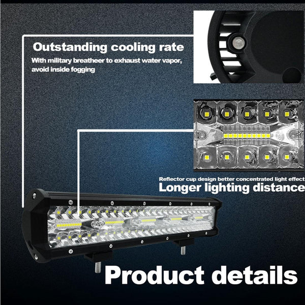 15 Inch 75W 7500Lm 6000K Led Strip Working Refit Off Road Vehicle Lamp Roof Light Led Car Lights