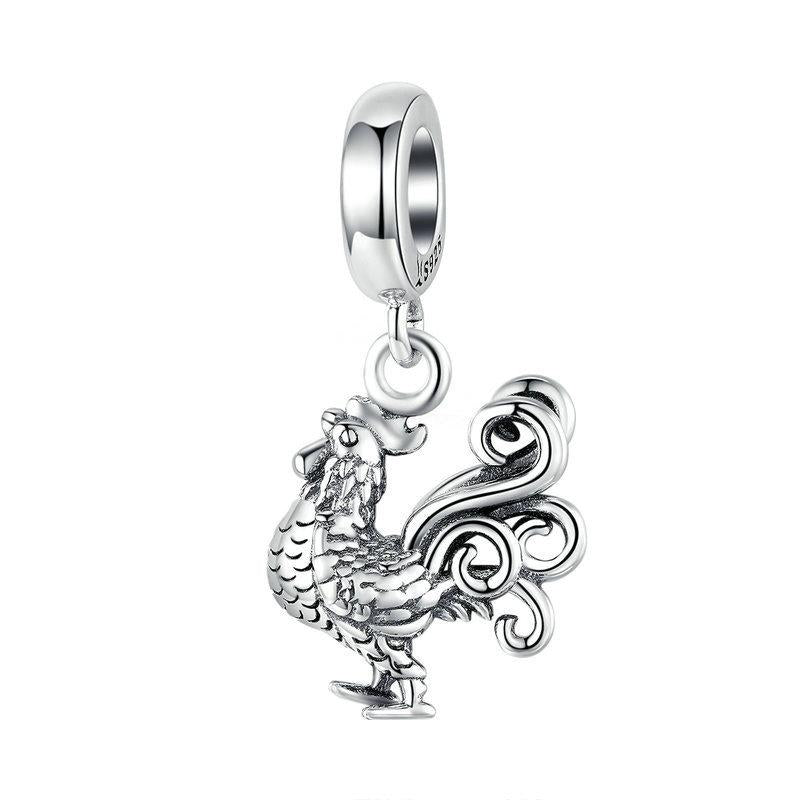 925 Sterling Silver Rooster Pendant For Diy Bracelets Charms & Pendants