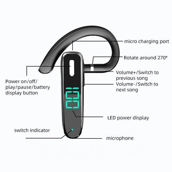 5.3 Bluetooth Business Ear Hook Earphone With Mic K50 Earbuds