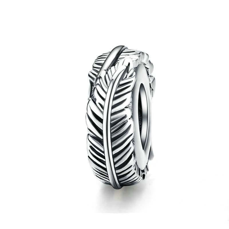 925 Sterling Silver Boho Feather Beads For Diy Bracelets Charms & Pendants