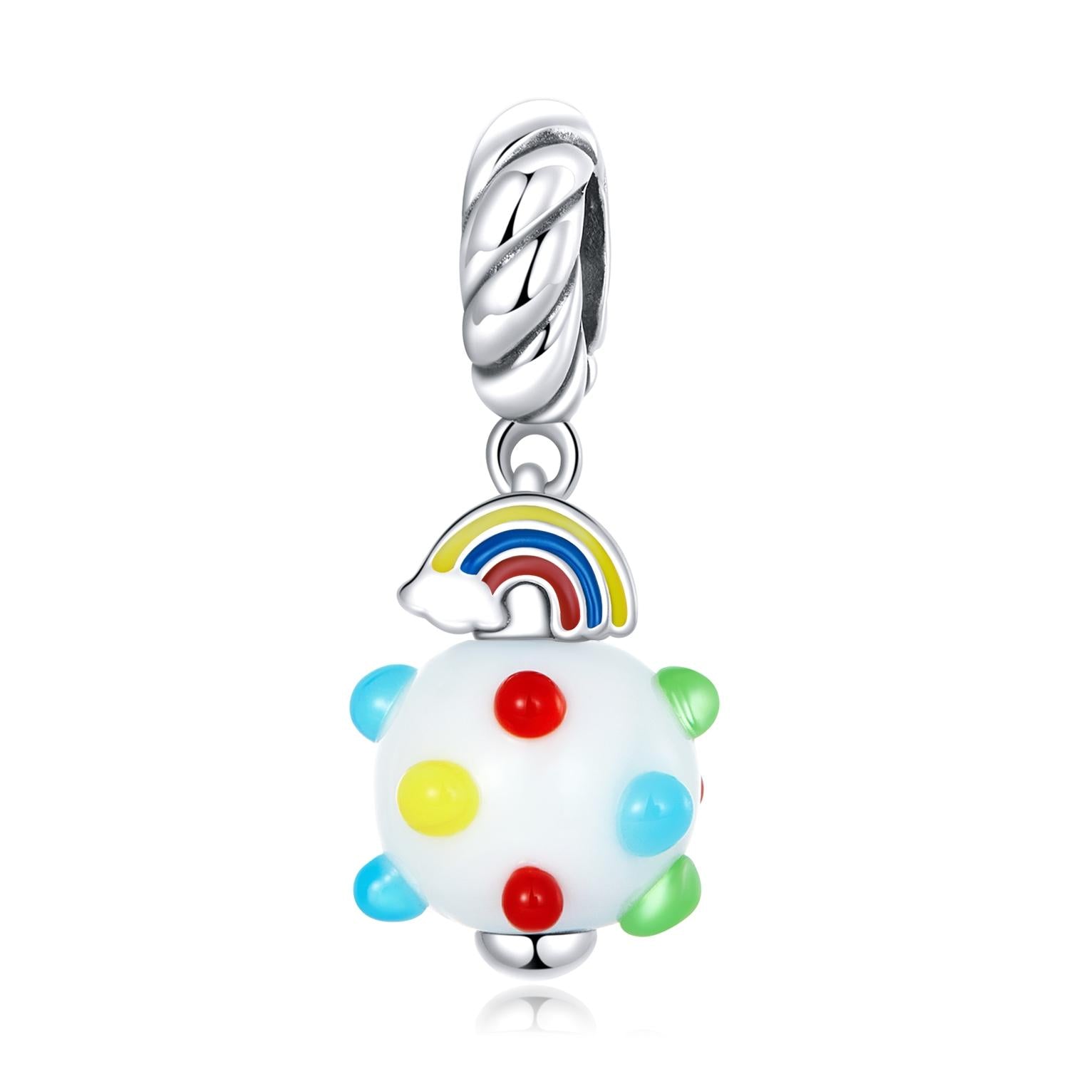 925 Sterling Silver Rainbow Glaze Pendant For Diy Bracelets & Necklaces Charms & Pendants