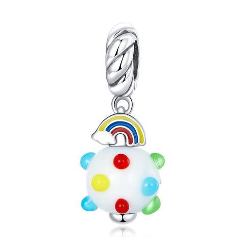 925 Sterling Silver Rainbow Glaze Pendant For Diy Bracelets & Necklaces Charms & Pendants