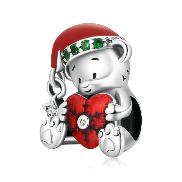 925 Sterling Silver Christmas Bear Charm For Diy Bracelets & Necklaces Charms & Pendants