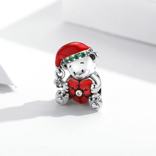925 Sterling Silver Christmas Bear Charm For Diy Bracelets & Necklaces Charms & Pendants