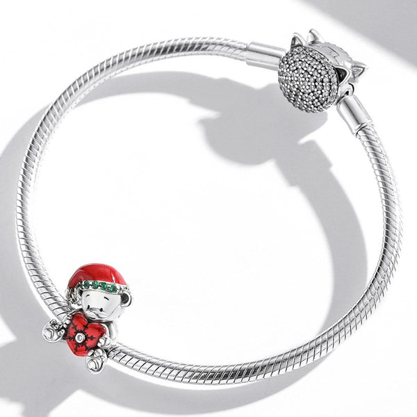 925 Sterling Silver Christmas Bear Charm For Diy Bracelets & Necklaces Charms & Pendants