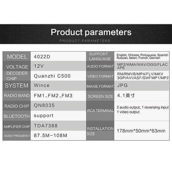 Universal Car Radio Receiver Mp5 Player 4.1 Hd Screen Fm & Bluetooth Remote Control Other Car Audio