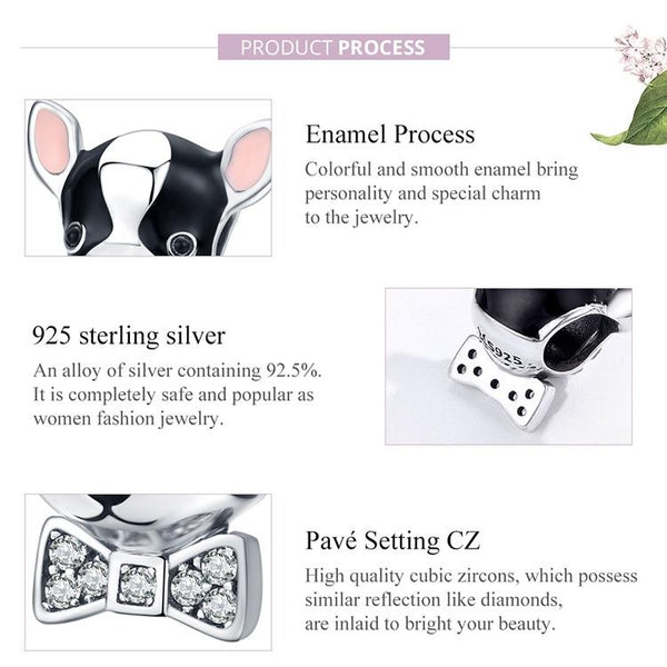 925 Sterling Silver Charming Chihuahua Beaded Bracelet Charms & Pendants