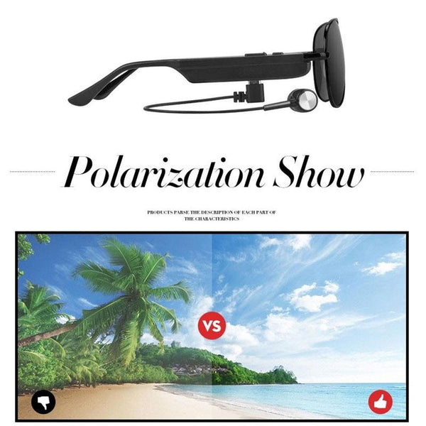 A8 Wireless Bluetooth Sunglasses Music Earphones Smart Glasses Earbud Hands Free With Mic Earbuds