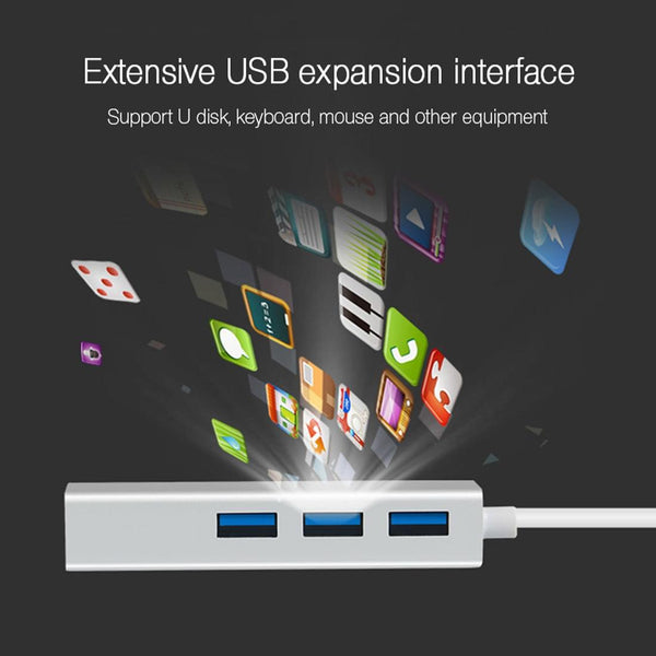 3 Port Usb3.0 Hub + Gigabit Ethernet Adapter Usb Cables Hubs & Adapters