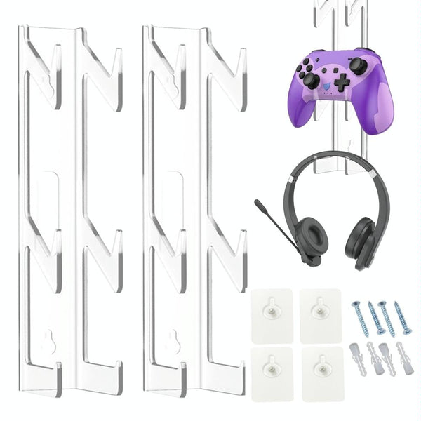 Acrylic Game Controller And Headphone Wall Mount Set Of 2 Controllers & Attachments