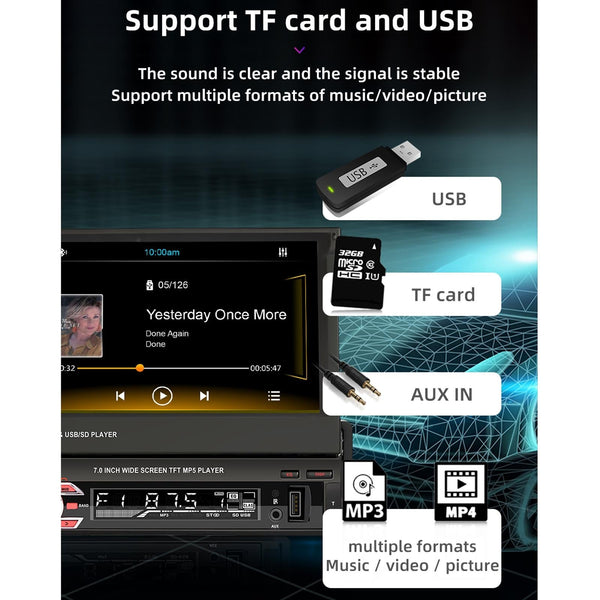 7 Inch Hd Car Mp5 Player W / Locator Technology Bluetooth Mirror Link Fm Tf & Usb Other Car Audio